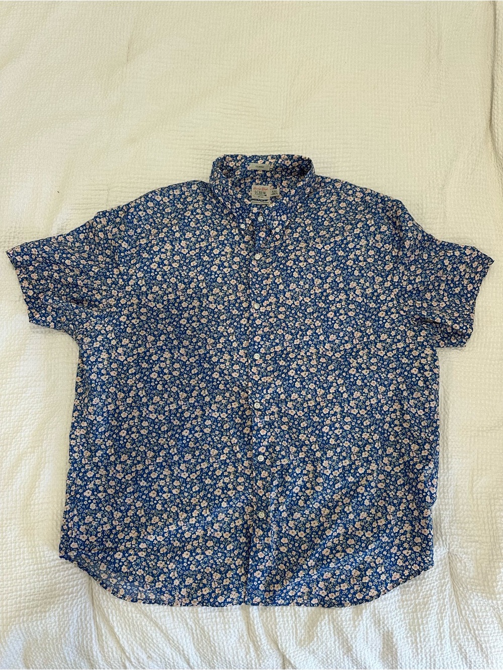 J. Crew Navy Blue Floral Short-Sleeve Button-Down Shirt